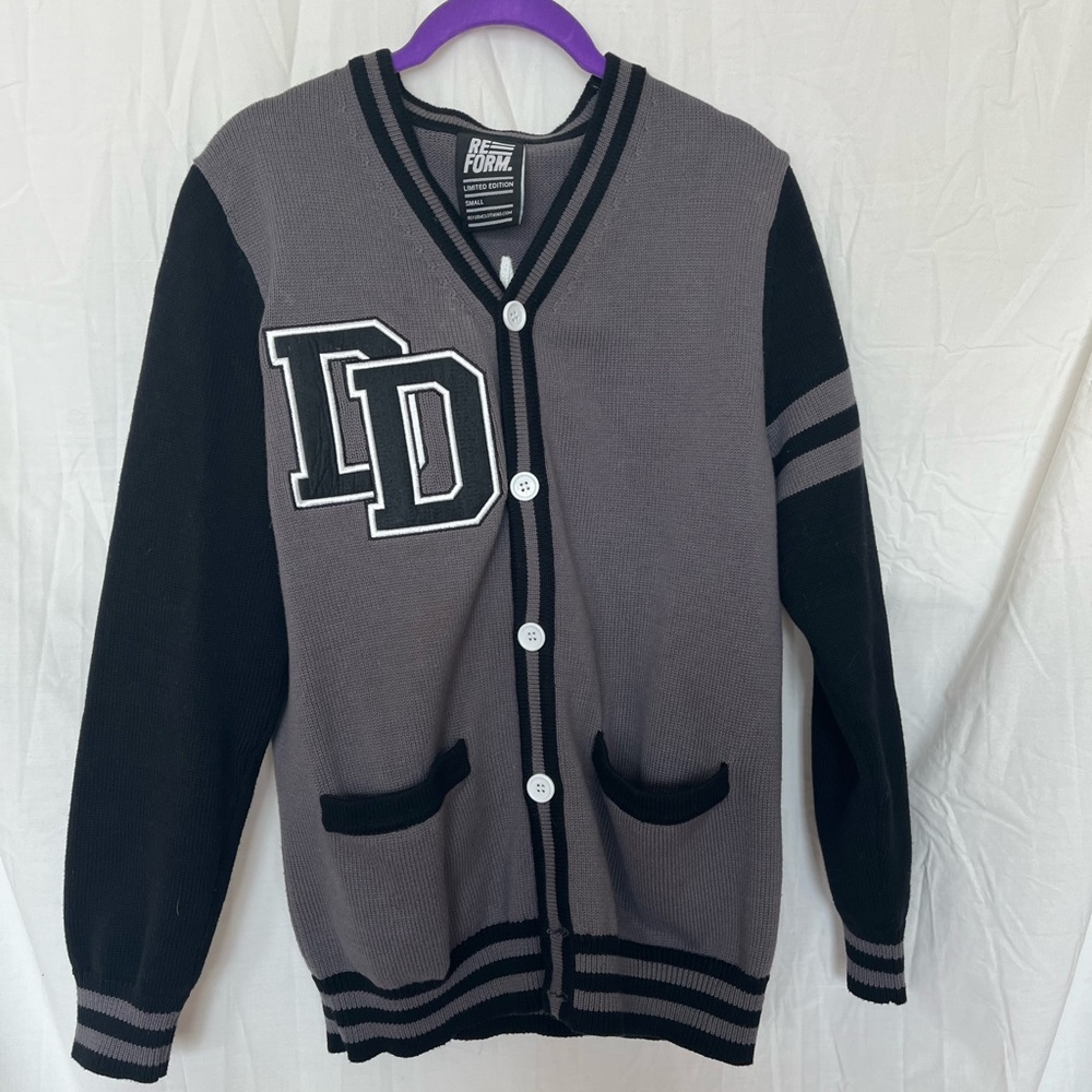 Reform limited edition Varsity sweater Small Black Gray Diamond Dolls